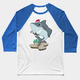 Shark Christmas Candy cane Baseball T-Shirt